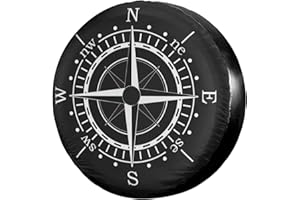 Foruidea Compass Sun Dial Black Spare Tire Cover Waterproof Dust-Proof Wheel Tire Cover Fit for Jeep,Trailer, RV, SUV and Many Vehicle 16 Inch