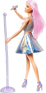Barbie You Can Be Anything Pop Star Doll with Microphone Stand Pink Hair FXN98 view 5