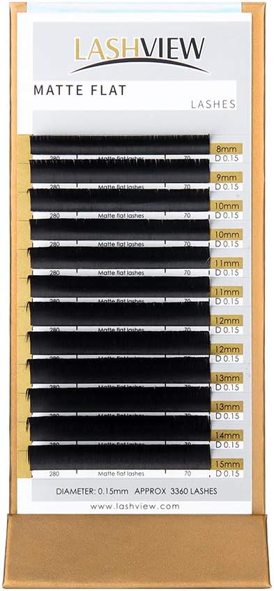 LASHVIEW Eyelash Extensions,Mink Black,Individual Lashes,0.15mm D Curl,SUPER MATTE,Ellipse Flat Eyelash Extension Mixed Tray, Semi-permanent Extremely, Soft Application-Friendly - Image 3