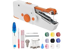 SRYNRIWIM Handheld Sewing Machine for Beginners,Mini Sewing Machine for Adults Quick Stitching with Sewing Kits Suitable for Home,Travel,DIY (Orange)