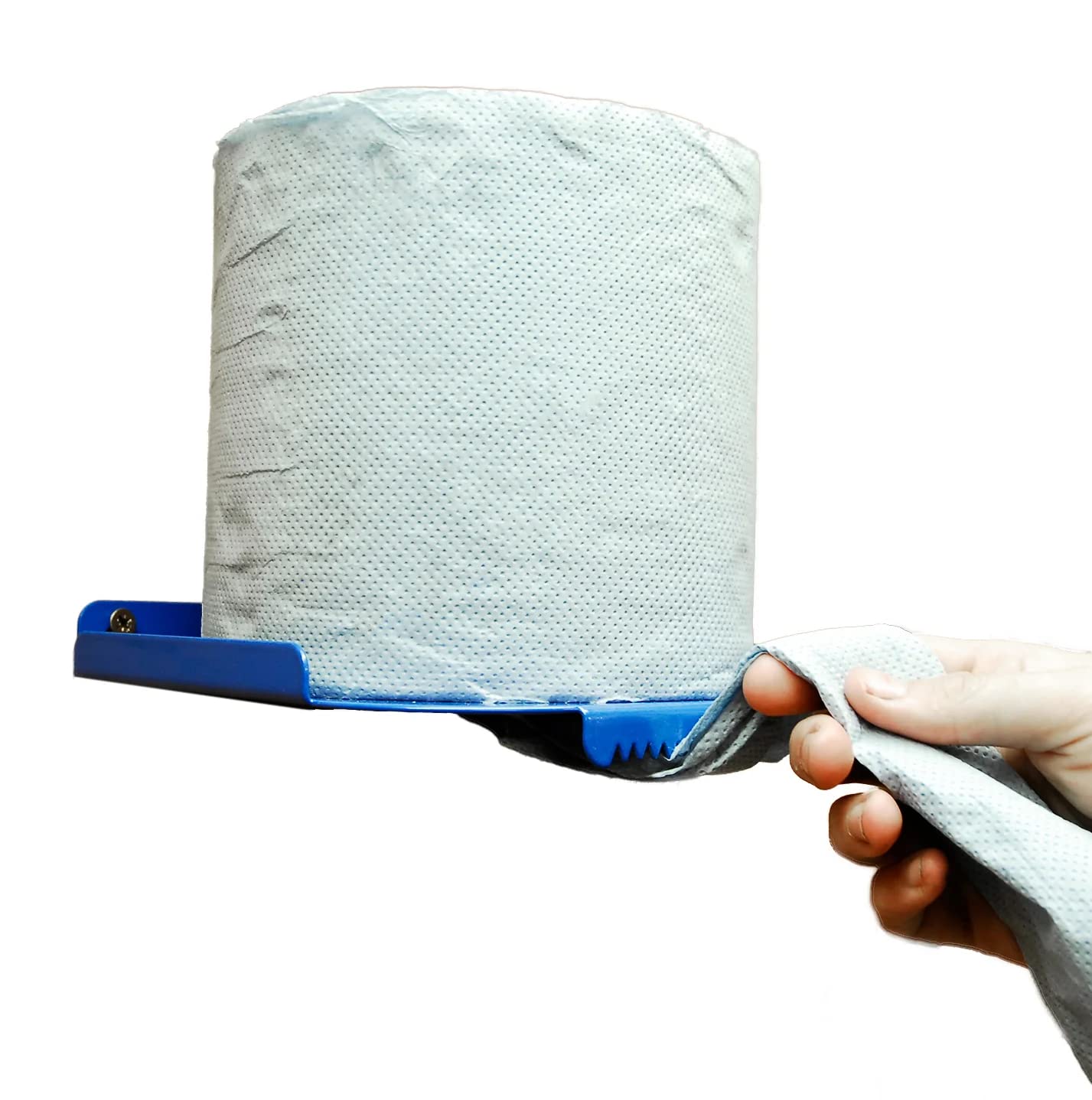 Centrefeed Blue Roll Stand Paper Towel Tissue Holder - Wall Mounted Dispenser - Portable Industrial Paper Storage Shelf for Workshop, Kitchen, Toilet, Restaurant (Blue, W185xD190cm)