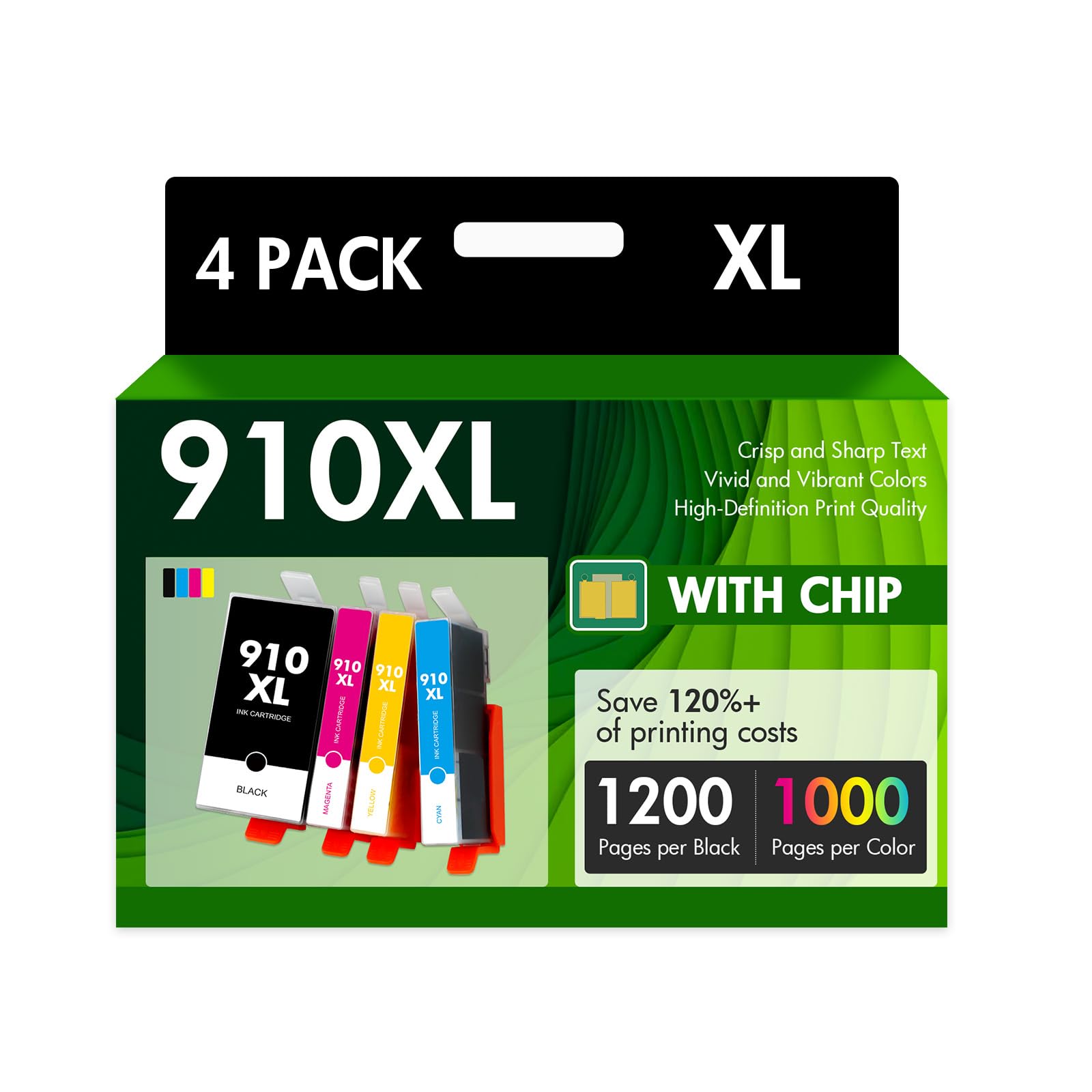 Photo 1 of 910XL 910 Ink Cartridges Combo Pack: Replacement for HP 8020 910 XL 910XL Black and Color 910XL/910 Multipack for OfficeJet Pro 8020 Series 8010 8015 8018 8022 8025 8028 8030 8035 Printer