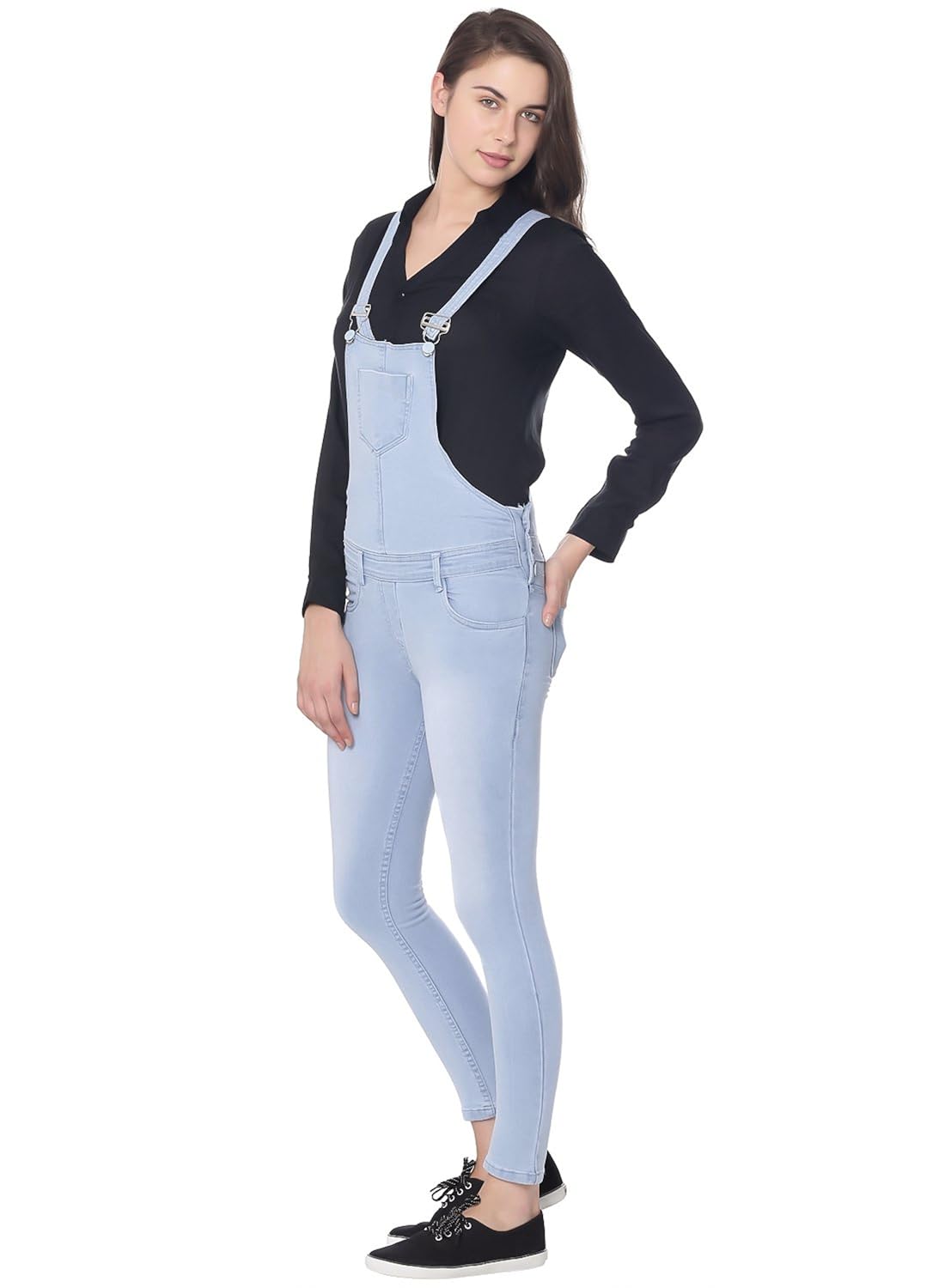 broadstar women denim black dungarees