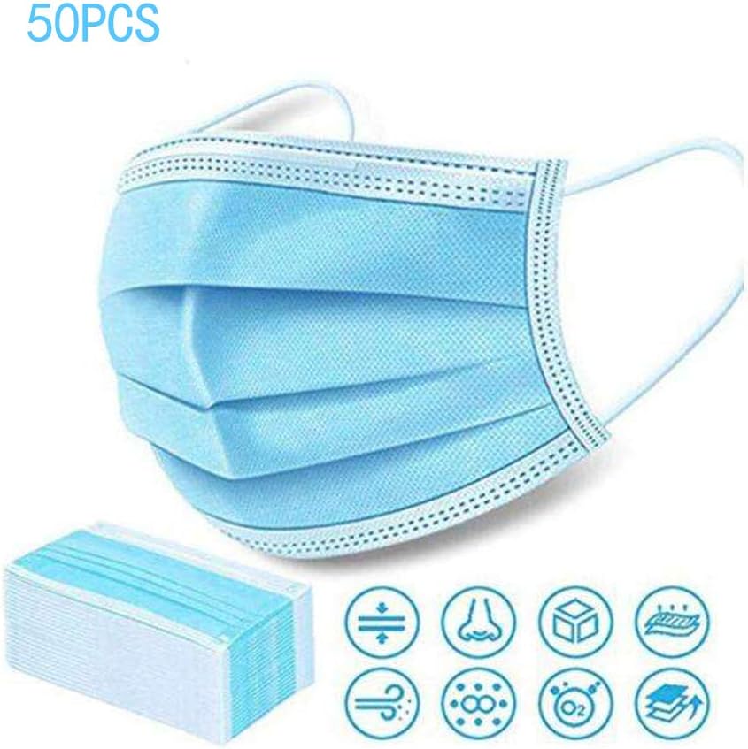 50 PCS Disposable Eye Mask Dust Breathable Earloop Face Mask Comfortable Sanitary Mask 3-ply Face Shield - US Stock