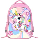 CSWMZQZY Kids Backpack for Girls 17 Inch Pink Unicorn Backpack for Kids Bookbag for Preschool Kindergarten Elementary Cute Rainbow School Bag
