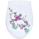 Disney The Aristocats Marie Walking Stemless Wine Glass | Tumbler Cup For Mimosas, Cocktails | Home Barware For Liquor, Kitchen Decor | Kawaii Cute Gifts And Collectibles | Holds 20 Ounces