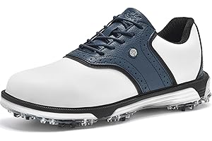 DARIBOM Mens Golf Shoes Traditions Fixed Nailless Sole Waterproof Spikeless Size 7.5-14