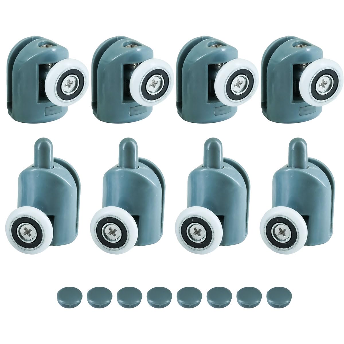 ciciment 8pcs Shower Door Rollers,Single Wheels, 4 Top & 4 Bottom Shower Door Runners for Sliding Shower Doors, Replacement Parts for Shower Enclosures & Cabins Bathroom DIY (20mm)