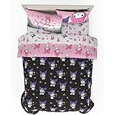 Sanrio Kuromi & My Melody Bedding 7 Piece Super Soft Cozy Reversible Comforter and Sheet Set with Sham, Full, (Officially Licensed Product) by Franco