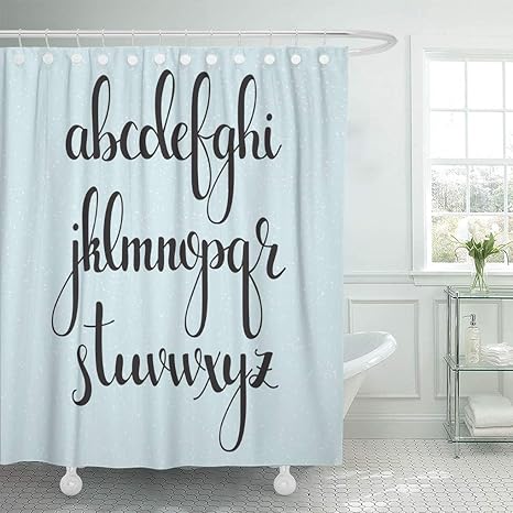 Amazon Sudisskm シャワーカーテン手書きブラシ現代筆記体アルファベットかわいい文字グラフィックシャワーカーテンセット12フック付き60 X 72インチ防水ポリエステル生地 シャワーカーテン ホーム キッチン オンライン通販