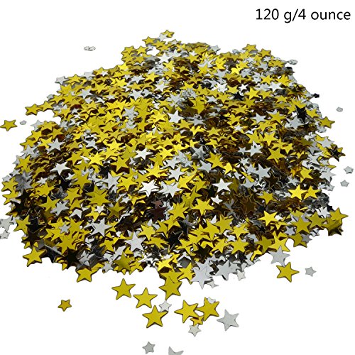 image for Kasteco 120 g Gold Silver stars confetti Metallic Foil Stars Sequin fo