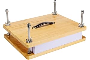 GeryVtee Wooden Book Press 9.8x7.87 inch Large Bookbinding Press Portable Binding Machine with Handle Easy Assemble Books Binding Tools for Craft Enthusiasts (Burlywood)