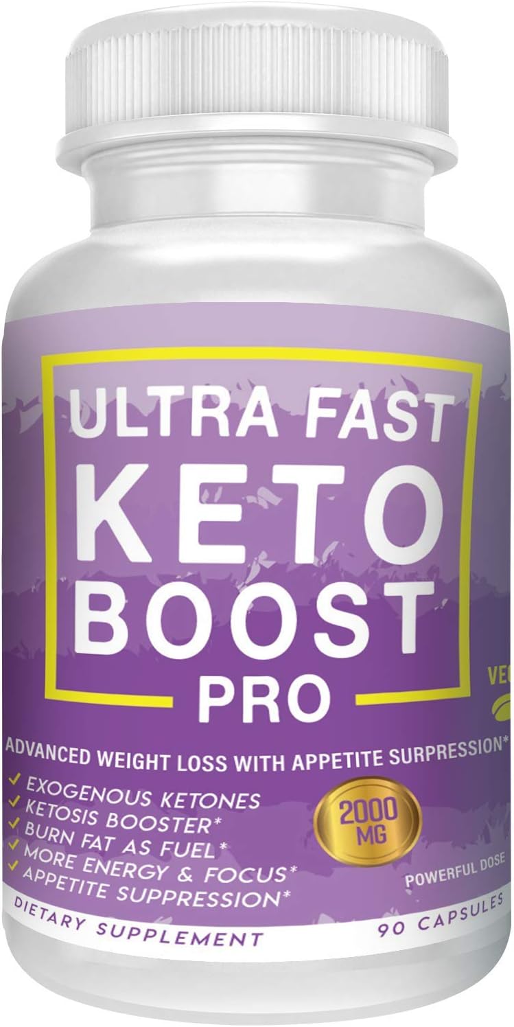 Ultra Fast Keto Boost- Pro Advanced Weight Loss- Burn Fat As Fuel- Ketosis Booster, Energy & Focus Support- 2000MG- 90 Vegan Capsules- 30 Day Supply