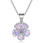 CiNily Opal Pendant Necklace Gold Plated Opal Jewelry Gifts for Women Girls Gemstone Necklaces