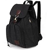 Qyoubi Canvas Fashion Backpacks Purse Casual Outdoor Shopping Daypacks Sports Rucksack Hiking Travel Multipurpose Bag Black