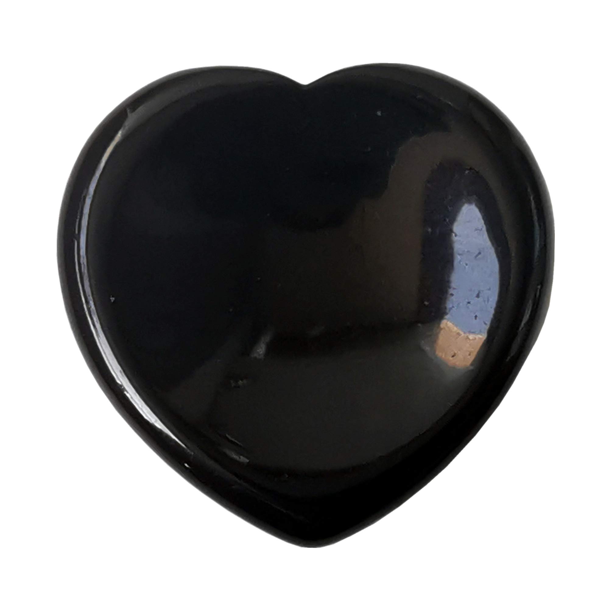 Manekieko Natural Black Obsidian Heart Chakra Thumb Worry Stone,Hand Carved Healing Crystal Shaped Stone for Anxiety Stress Relief Meditation