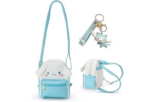 SHUYUN Girls Anime Kawaii Mini Backpack + Keychain Anime Cosplay Back Pack Cute Doll Handbag Shoulder Bag(Blue)