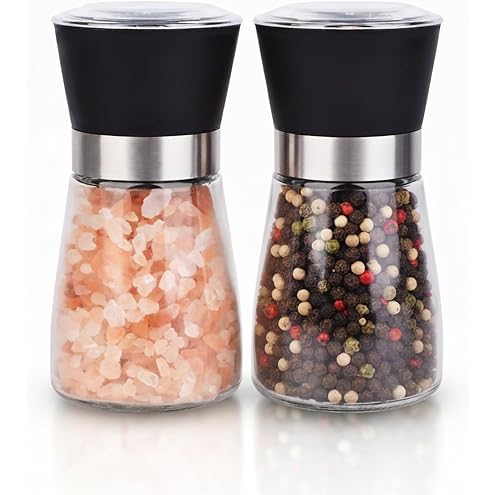 ErrandsHelper Salt and Pepper Grinder Shakers Set Spice Mill Refillable Grinders (2.5 inches x 5.1 inches)