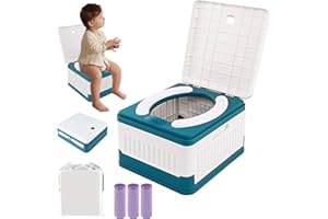 SZBOB Travel Potty Seat for Toddler, Portable Potty Training Toilet Seats, Foldable Baby Squatty Potty Stool, Car Potty for Kids Boys Girls, Emergency Mobile Toilet for Outdoor/Indoor, w/ 60 Cleaning Bags