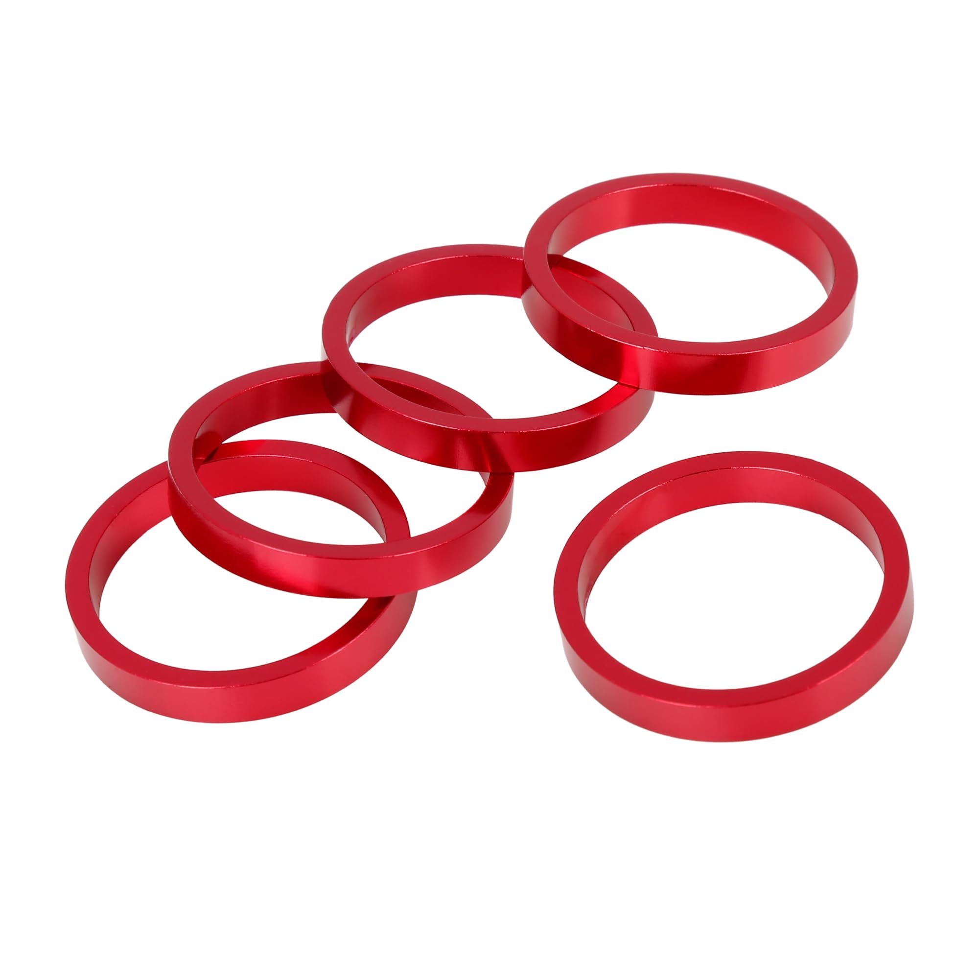 A ABSOPRO 5mm Bike Aluminium Alloy Headset Spacer 11/8inch Stem Red Set of 5