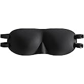 ALASKA BEAR Sleep Mask 2 Straps, Deep Concave Molded Foam Mask with Convex Eye Cups and Light Blocking Nose Contour, Two Adjustable Elastic Bands Stay on Head w/o Slipping, Black