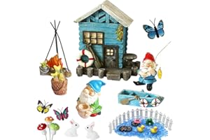 BangBangDa Miniature Fairy Garden Gnomes Decoration – Small Figurines Statue Accessories Gnome House for Outdoor Indoor Home Yard Patio Decor Ornaments Kit Fence Mushroom