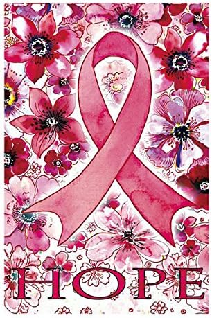 Pink Ribbon Prevention And Treatment Of Breast Cancer Garden Flag Double Sided Outdoor Flags Of 100% Polyester And Waterproof Fade And Mildew Resistant-12.5 X 18 Inch Banner