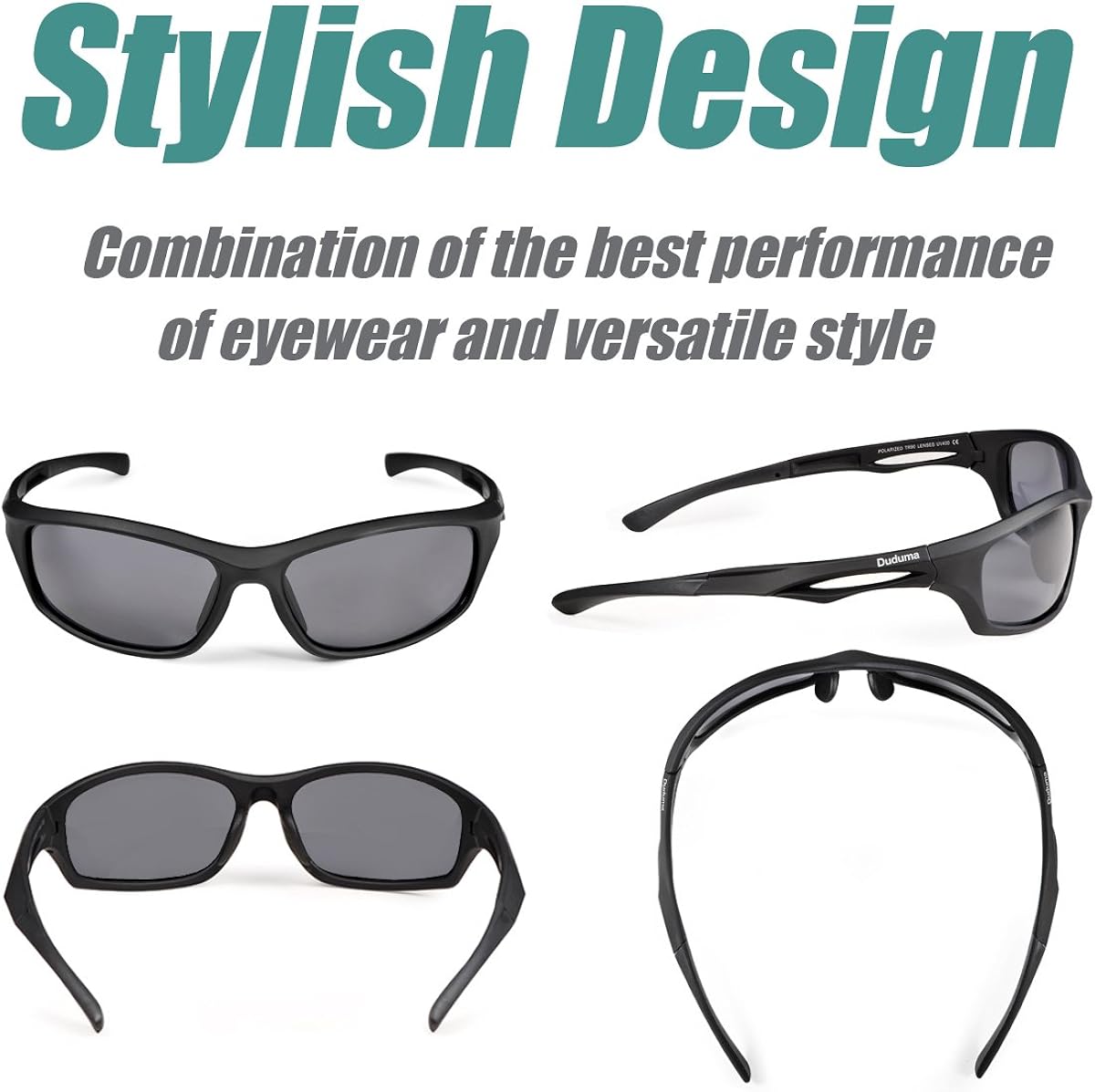 Duduma Polarized Sports Sunglasses for Running Cycling Fishing Golf Tr90 Unbreakable Frame (Black Matte Frame with Black Lens): Clothing