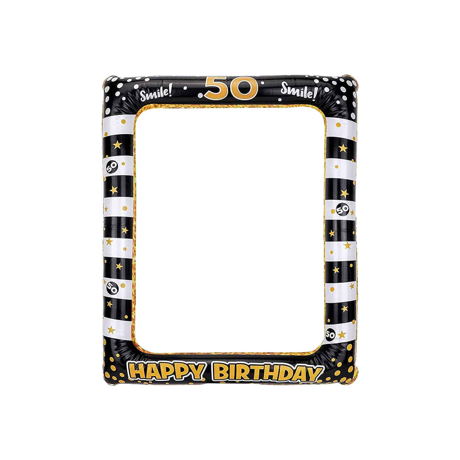 Andiker 50th Inflattable Photobooth Frame, Black Gold Birthday Selfie Photo Props, Inflatable Picture Frame for Birthday Party Indoor and Outdoor Decorations