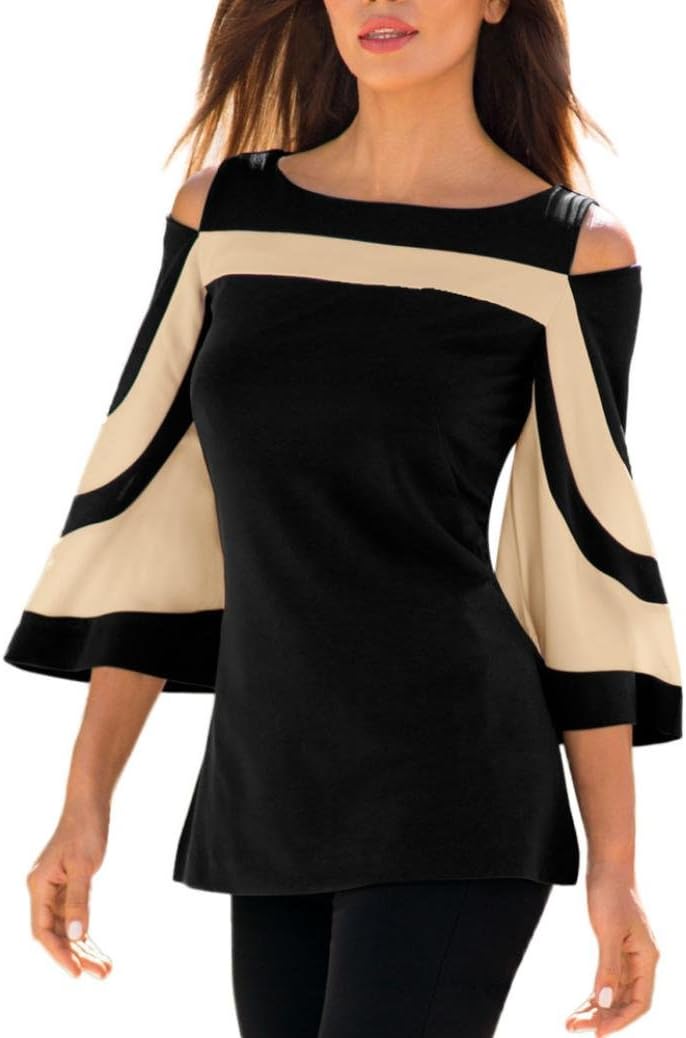 Kulywon Women’s Cold Shoulder Long Sleeve Shirts Sweatshirt Pullover Tops Blouse