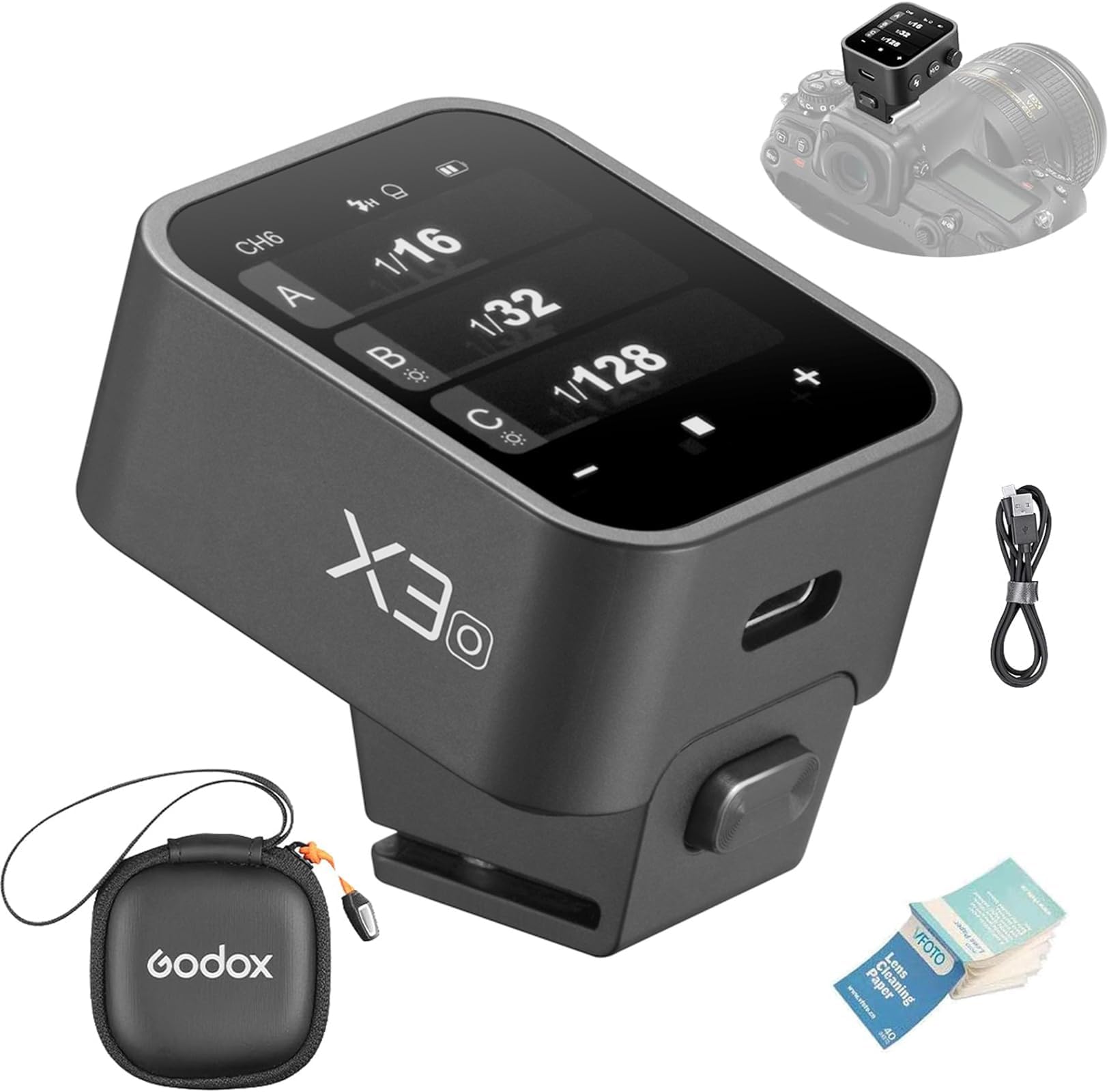 GODOX X3-O X3O Wireless Flash Trigger for Olympus and Panasonic Camera, OLED Touch Screen Rechargeable Trigger, TTL HSS 1/8000s, 2.4GHz Wireless X System, TCM Conversion Function