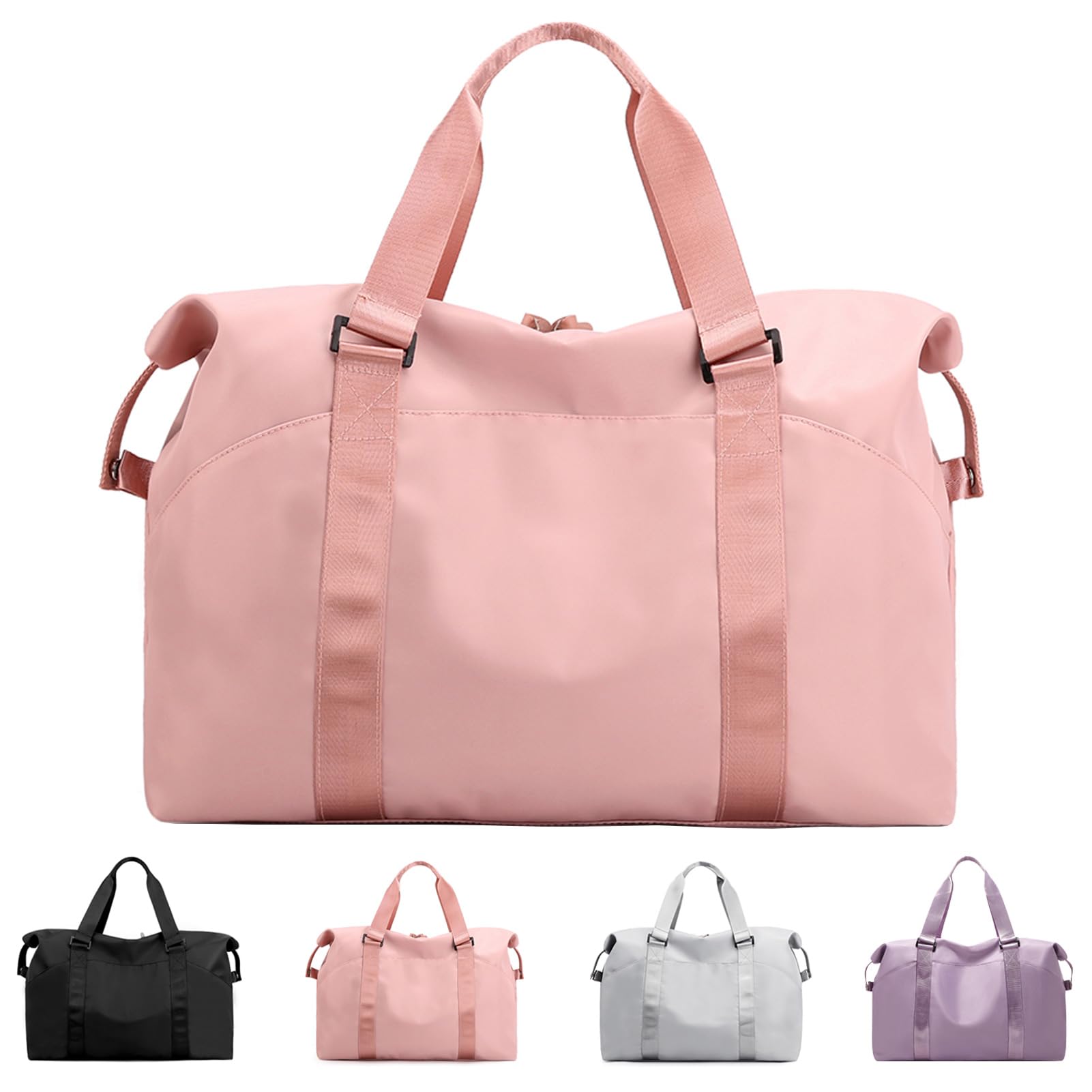 SIVENKE Gym Bag for Women Men with Wet Compartment Foldable Leisure Bag for Gym Shopping Weekend, Pink, 46 x 20 x 31 cm, Bag