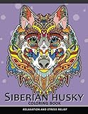 Siberian husky coloring book: Stress-relief Coloring Book For Grown-ups (Animal Coloring Book) by Balloon Publishing