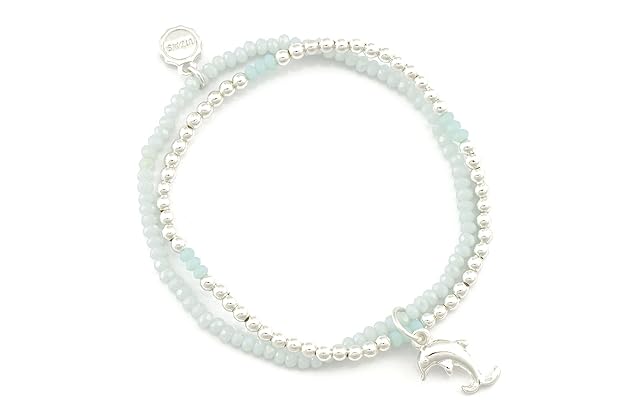 Lizas Armband Schmuckarmband mit facettierten Steinen und Delphinanhänger zweireihig