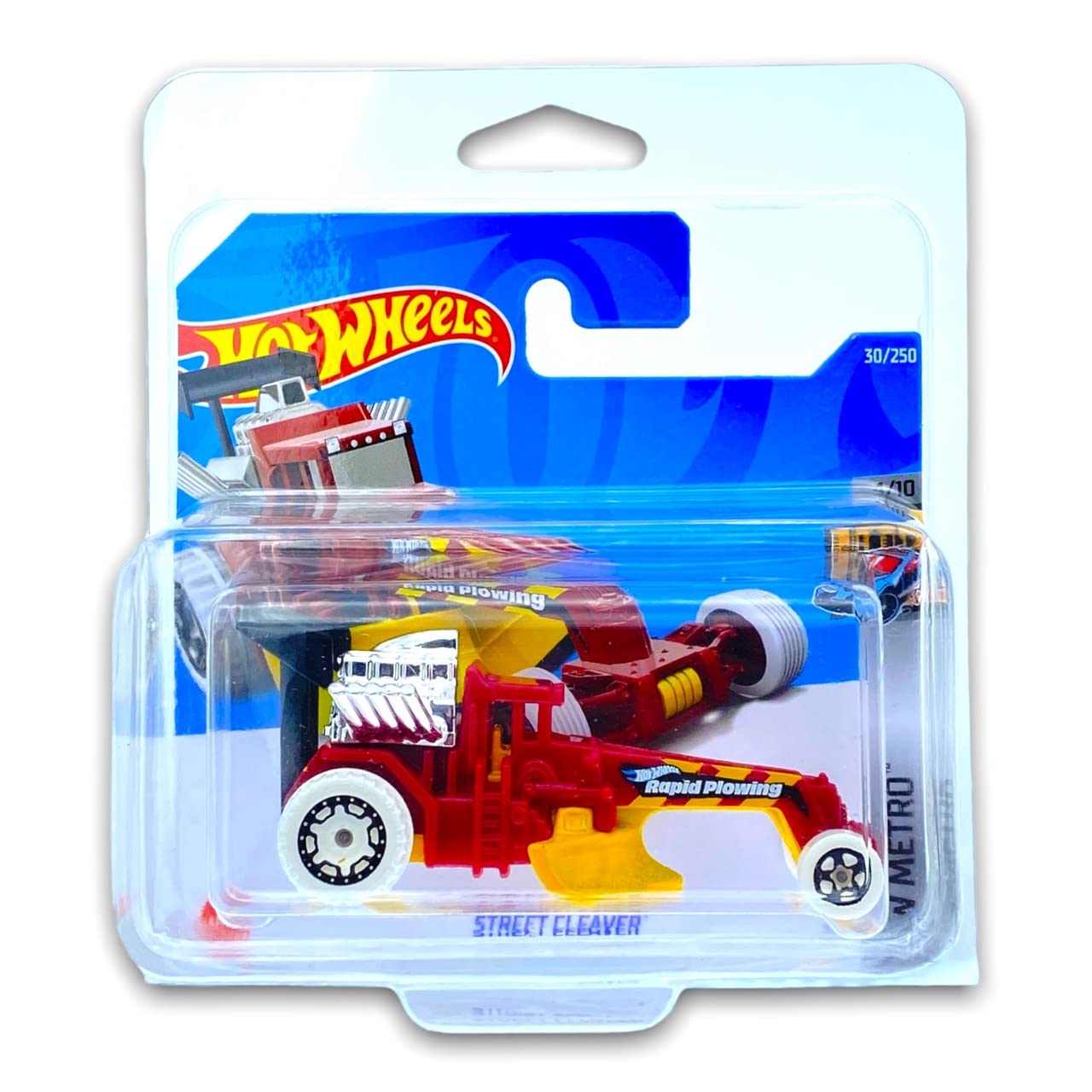 Hot Wheels Street Cleaver (Red/Yellow) 4/10 HW Metro 2022-30/250 (Short Card) *** COMES IN A KLAS CAR KEEPER PROTECTIVE COLLECTORS CASE *** HCW98