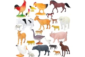 BOLZRA Large Farm Animals Figures, Realistic Simulation Jumbo Plastic Farm Figurines Animal Toys Learning Educational Playset Party Favors Bath Toys Cupcake Toppers for Toddlers Kids
