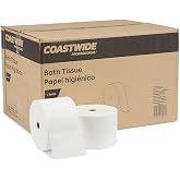 Coastwide Professional J-Series Small Core Toilet Paper, 36 Rolls | 2-ply, 1,000 sheets per roll, white. Bulk carton for office restroom use.