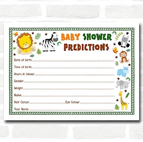 Amazon Com Jungle Baby Shower Games Predictions Cards Office