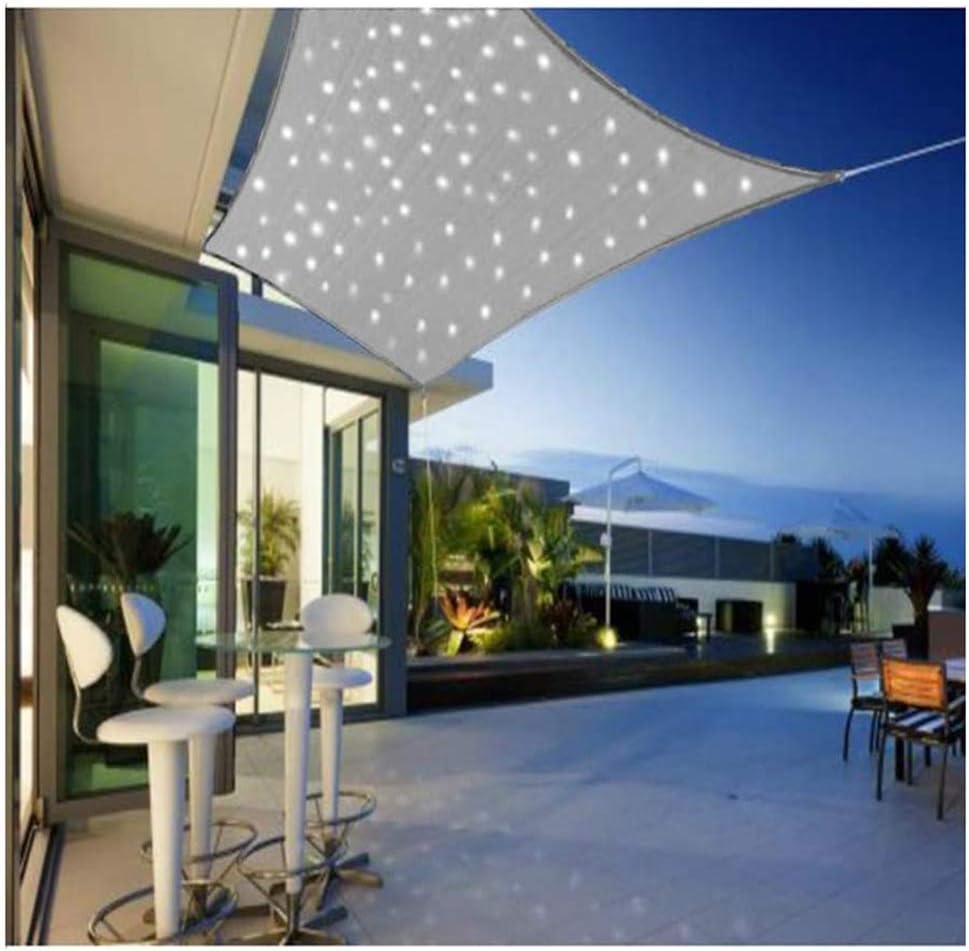 Chudan garten sonnensegel mit led beleuchtung light, 95% uv schutz CHUDAN Garten Sonnensegel Sonnenschutz Segel Mit Eingebaut LED