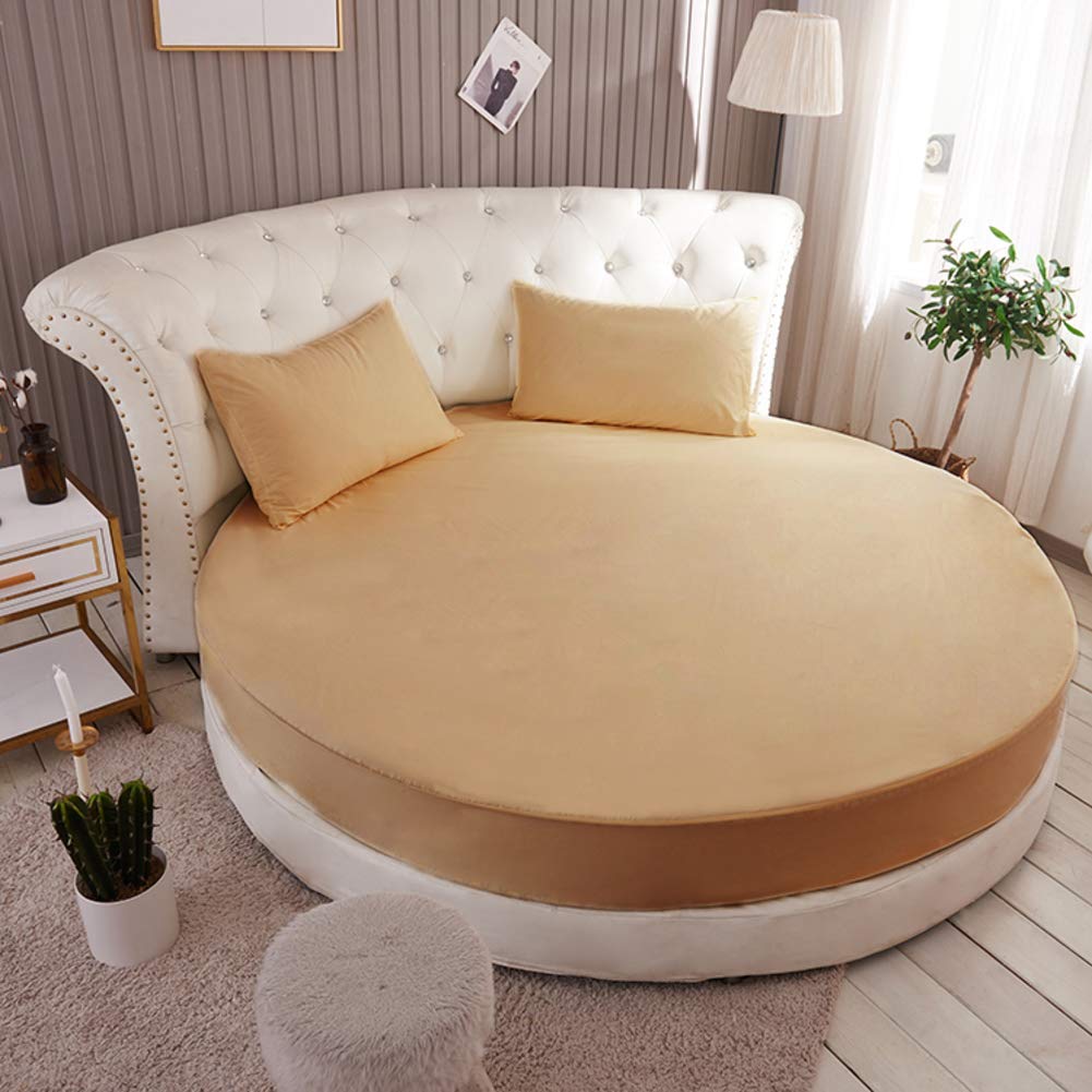 Per Il Regalo Di Decorazione Di Nozze A Diametro150cm Baxqhao Letto Rotondo Mattress Copertina Tinta Unita Cotone Lenzuola Con Angoli Copertura Di Base Con Elastico 59inch Set Di Biancheria Da Letto Casa E