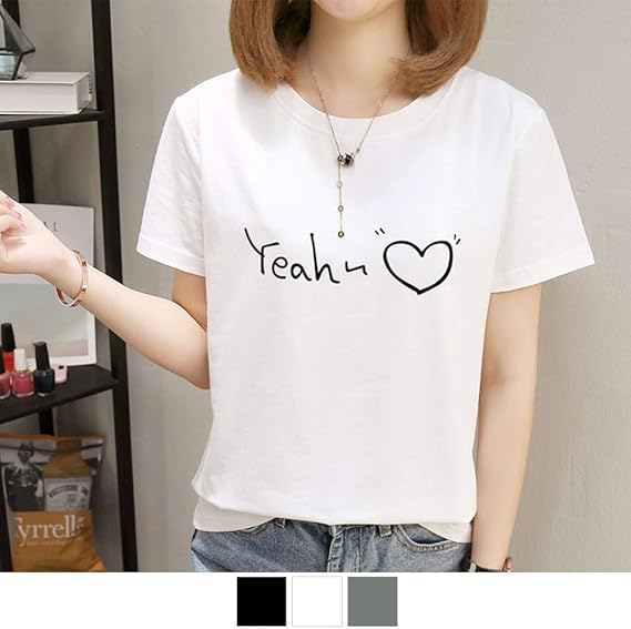 Amazon ファストファッション ロゴtシャツ レディース おしゃれ トップス プリント 半袖 カットソー 夏 Tシャツ カットソー 通販