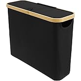 KTZCTPCA Large Capacity Toilet Paper Storage Bin for 12 Mega Rolls, Bathroom Accessories Organizer Basket With Holder Stand (Black)