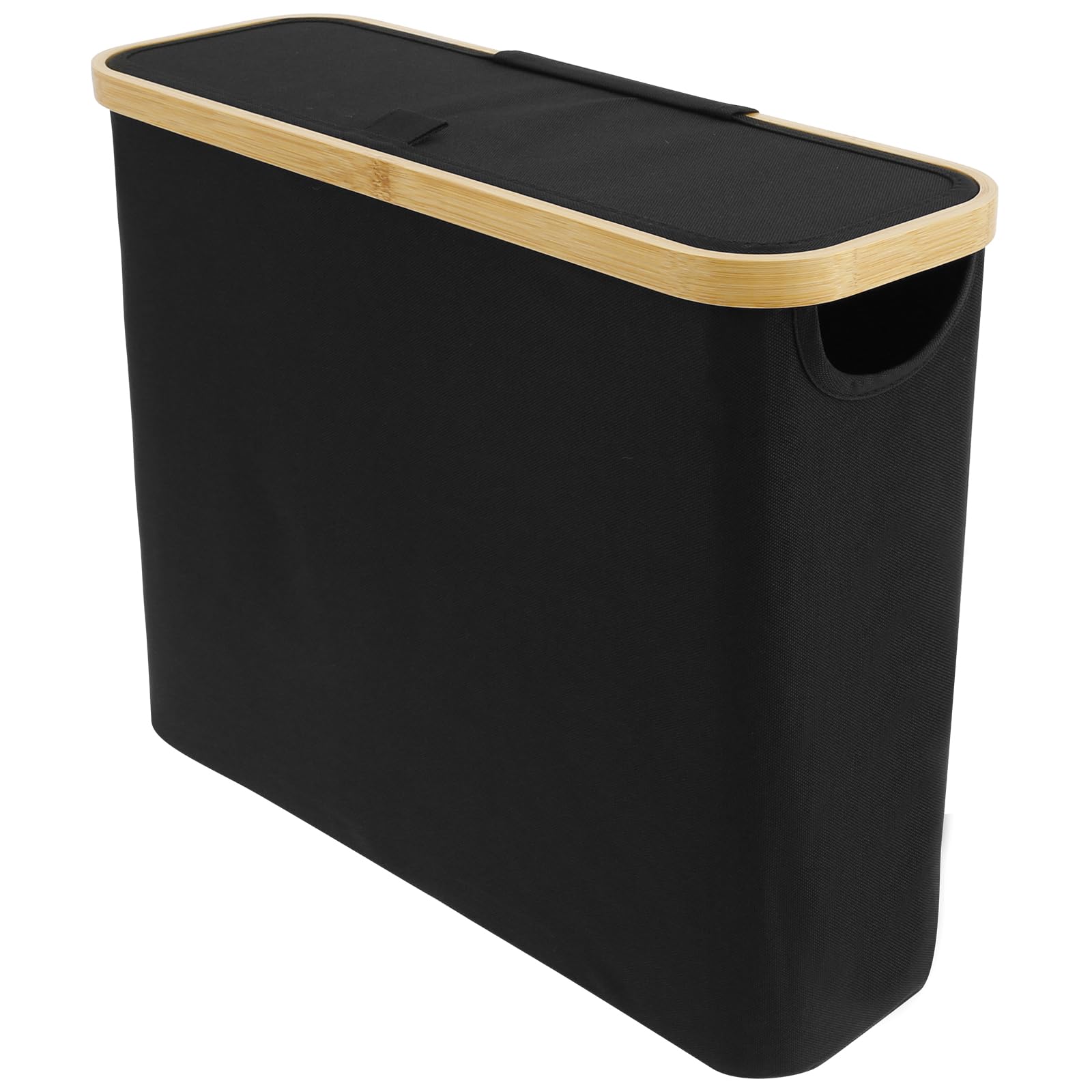 Toilet Roll Storage,Toilet Paper Basket,Bathroom Storage Box Holder Stand with Lid,Toilet Paper Storage with Side Window,Toilet Paper Basket Cabinet,Foldable Toilet Paper Bin for Home (Black)