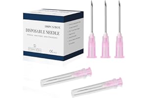 CATO-WDJ 100 Pack 18Ga 1 Inch Disposable Needle Luer Lock Industrial Dispensing Accessories,Individual Package Lab Tools for Refilling Liquid,Inks