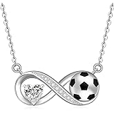 Fenthring Football Necklace for Women 925 Sterling Silver Soccer Necklace Infinity Soccer Football Necklaces Womens Mothers Day Christmas Gifts Jewelry