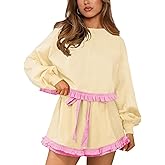 MIYIEONZ Womens 2 Piece Set Crewneck Sweatshirt Ruffle short Sets Fall Fashion cute tennis Matching Lounge Outfits