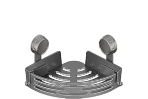 Triangle Suction Cup Shower Caddy, Corner Shower Shelves No Drilling, Powerful Suction Bathroom Organizer with Hooks & Towel 