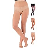 Made in USA - Sheer Compression Pantyhose for Women 20-30mmHg - Graduated Support Compression Tights for Varicose Veins Circulation, Edema, Pain Relief - Nude, Medium - A207NU2