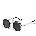 DERAVE Adjustable Tint Polarized Sunglasses, 1-9 Gear ND Filter Round Glasses, Anti-Glare Sun Protection for Beach, Driving