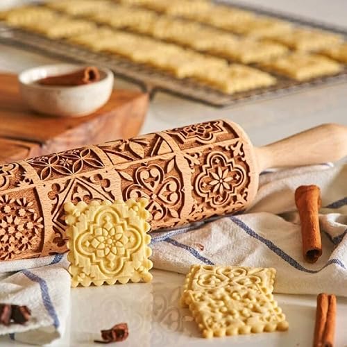 Rolling Pins For Baking, Christmas Wooden Rolling Curacao